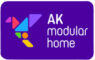 AK MODULAR HOME logo azul rectangular